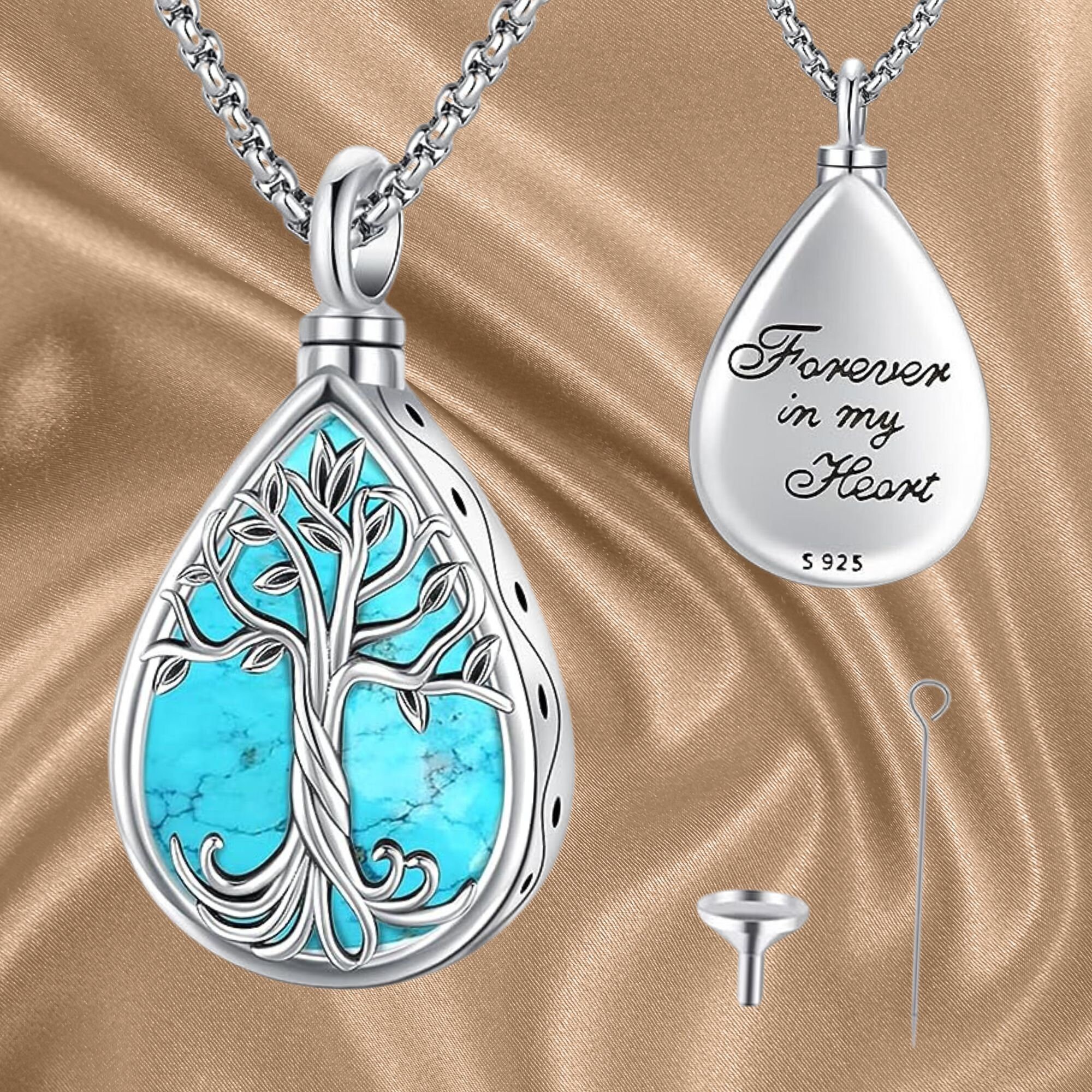 Collana con urna per ceneri Gioielli per cremazione Collana commemorativa in argento sterling 925 Urna per ceneri umane