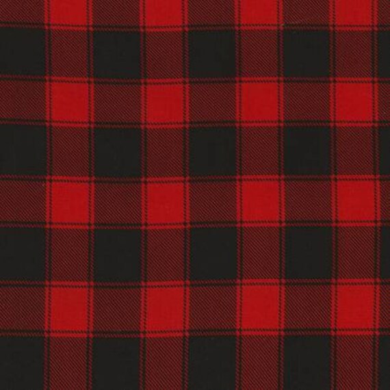 Tessuto a quadri Buffalo Check nero e rosso tagliato su misura / Tessuto invernale e natalizio di Timeless Treasures Nature Love Checks and Plaid Yard