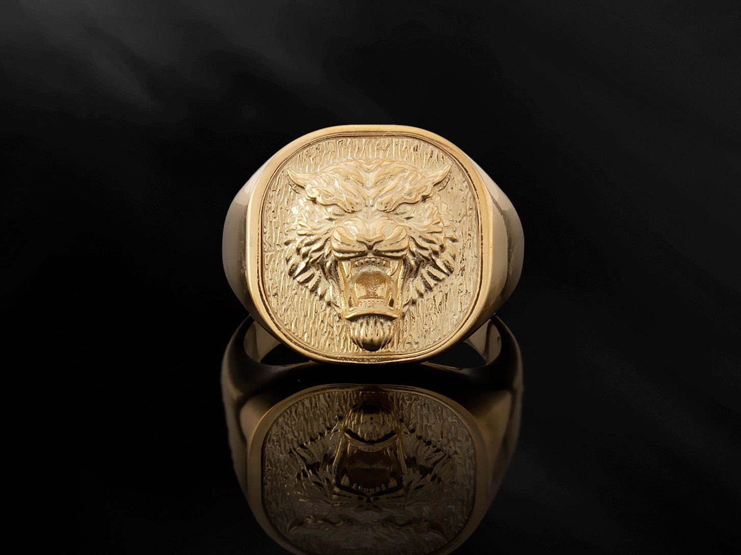 Anelli a forma di tigre in oro 18 carati, anelli con sigillo in oro 14 carati, anello a forma di testa di tigre in oro 10 carati, regali per uomo, ane
