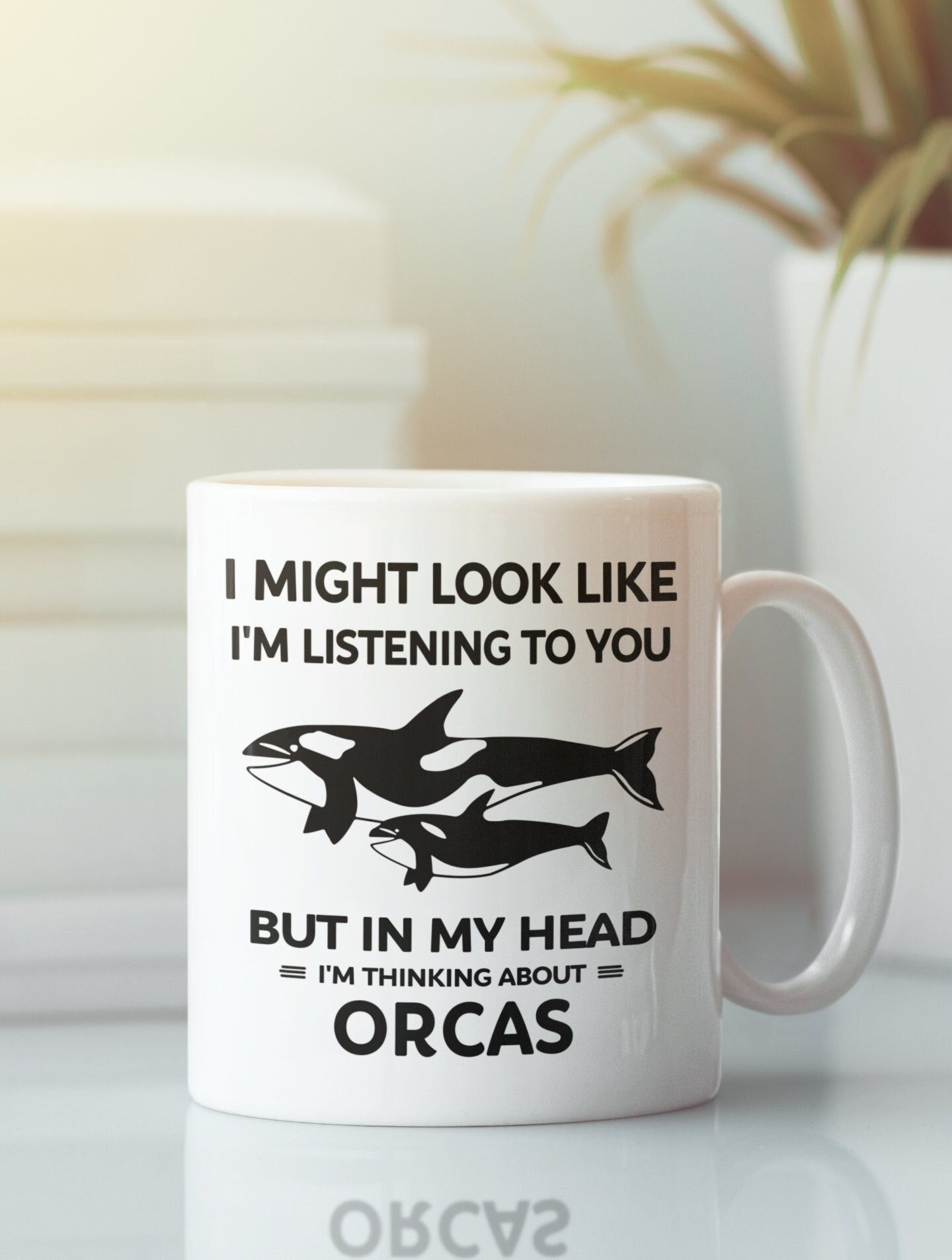 Tazza Orca, regali Killer Whale, potrei sembrare che ti sto ascoltando ma nella mia testa sto pensando alle orche, tazza amante dell'orca, tazza orca