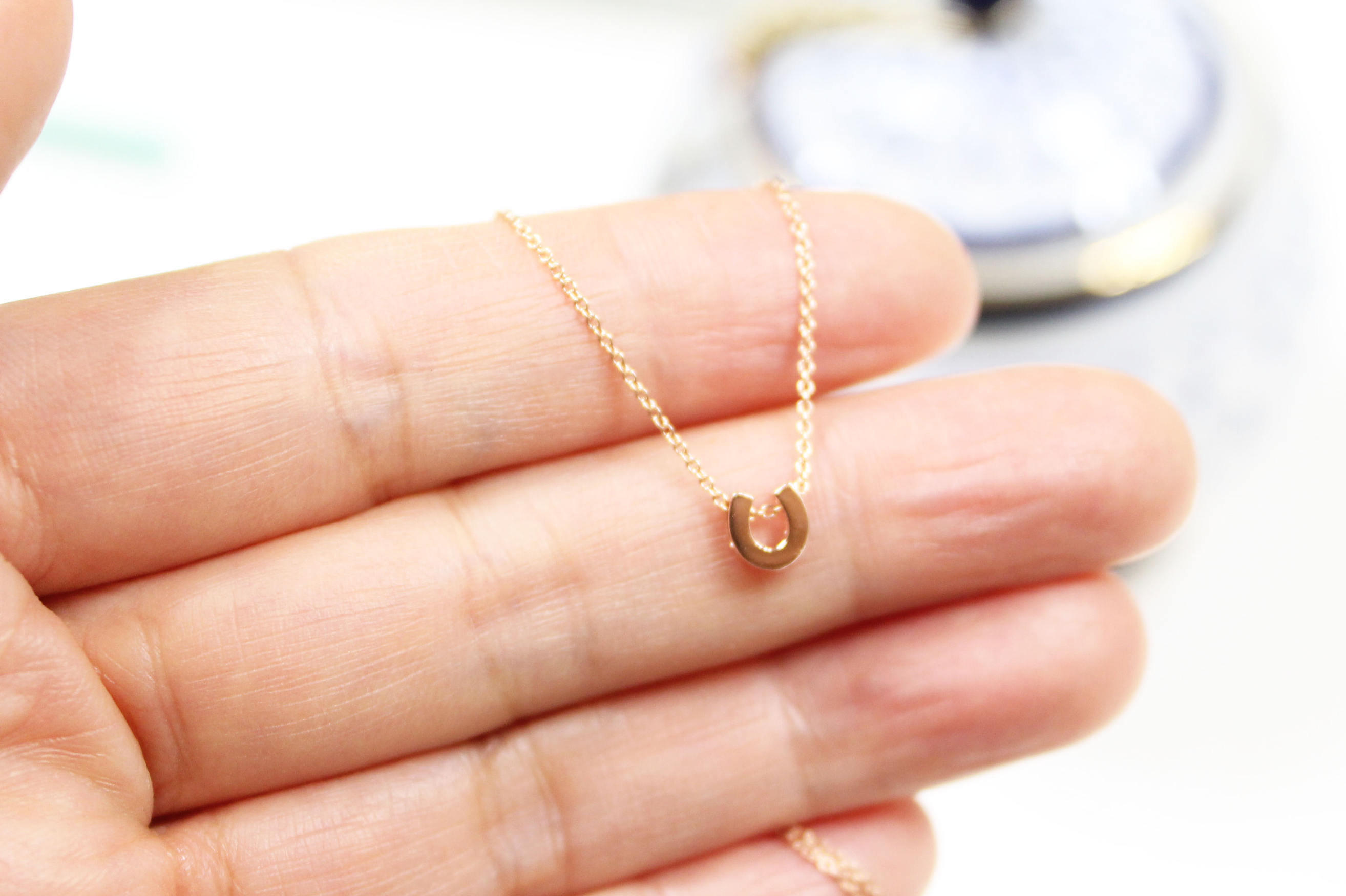 Collana a ferro di cavallo in oro/argento/oro rosa, catena in argento sterling 925, piccolo zoccolo di cavallo, portafortuna