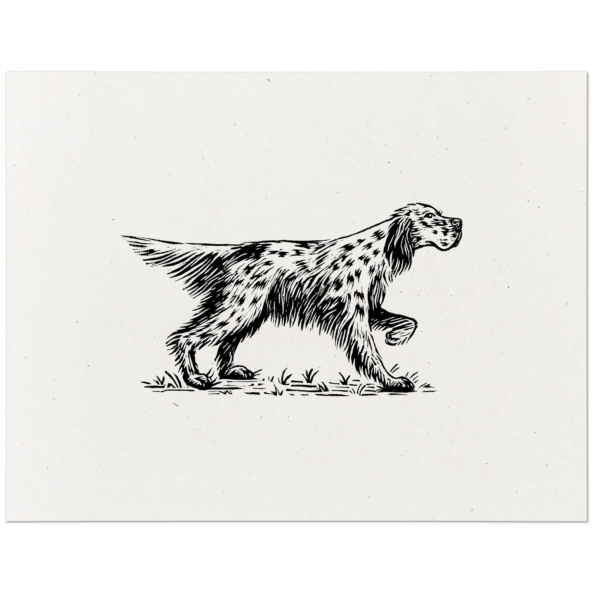 Stampa artistica del cane setter inglese - Serigrafia per cani in stile vintage xilografia, regalo di decorazioni per la casa per gli amanti dei cani