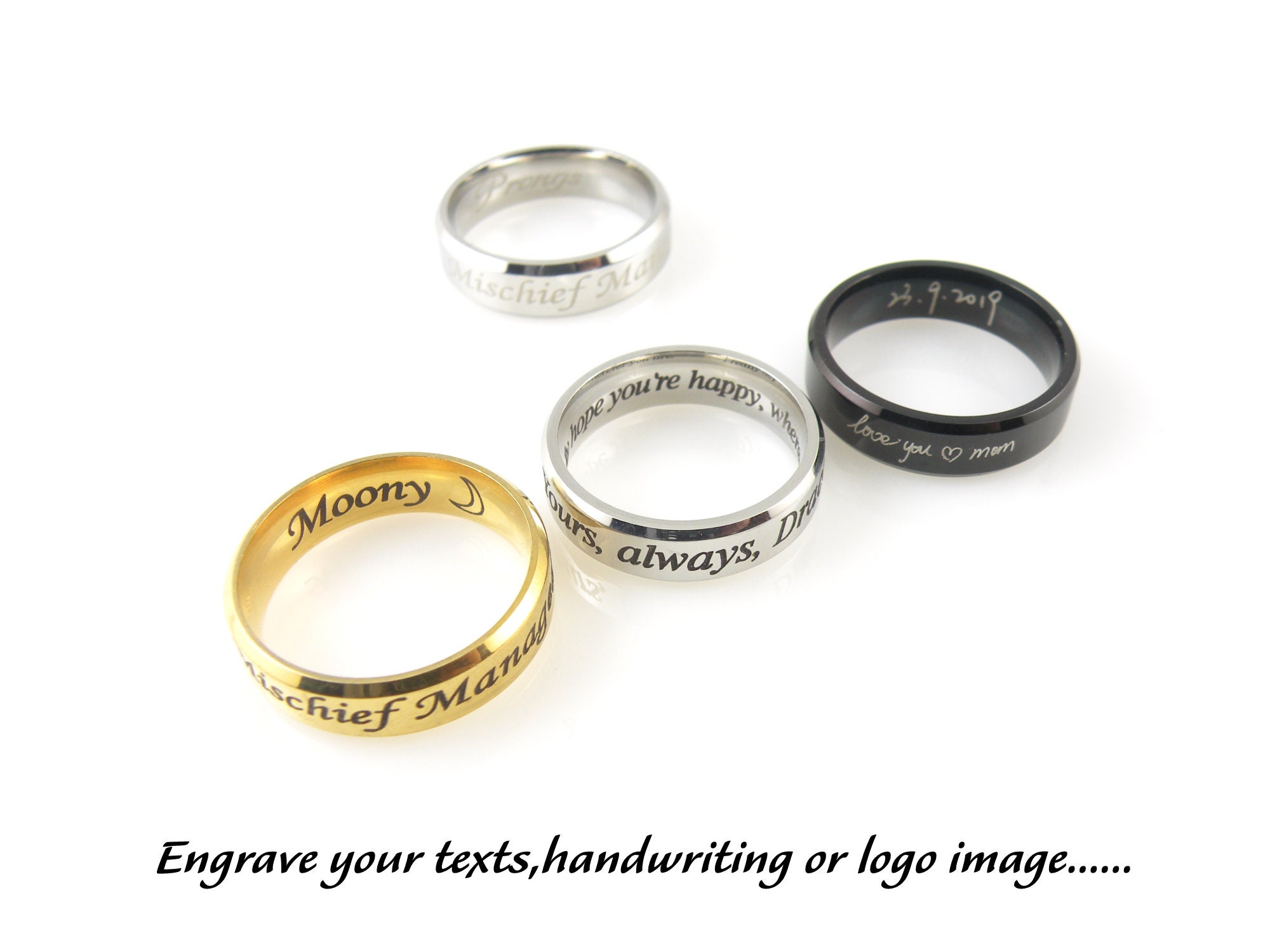 Anello personalizzato da 6 mm, anello con nome personalizzato, anello in acciaio inossidabile inciso, anello in oro con incisione personalizzata, anel