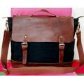 Borsa Messenger in tela cerata / Borsa per laptop in pelle / Borsa a mano per donna / Borsa a tracolla per uomo