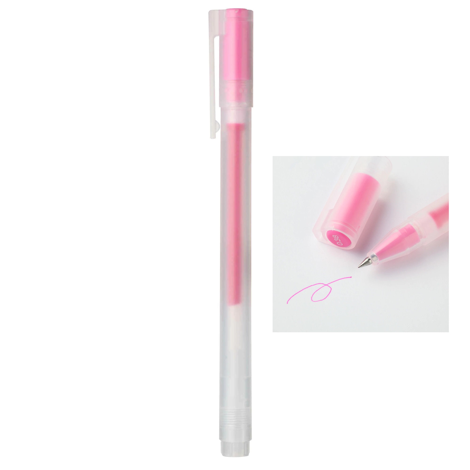 Penna a sfera con cappuccio in gel MUJI Japan PINK da 0,38 mm, penna gel Muji, penna gel liscia, penna da disegno per artisti, penna anime, linea sott