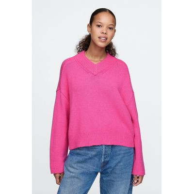 Gap Womens Pink CashSoft Oversized V-Neck Jumper - Pink
