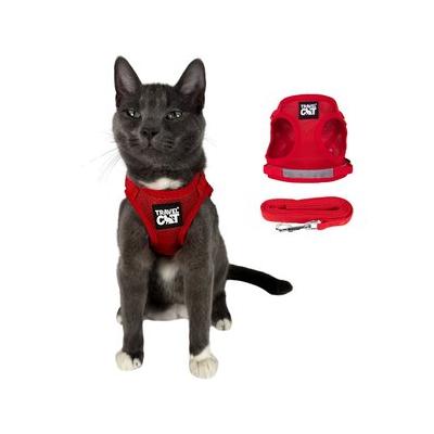 Travel Cat The True Adventurer Reflective Cat & Kitten Harness & Leash, Red, Large