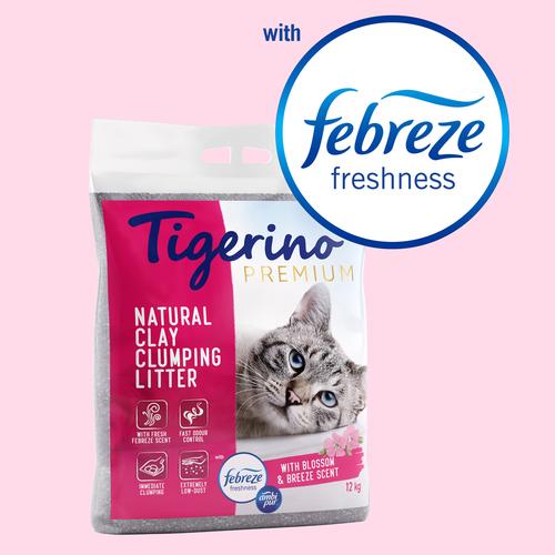 2x 12kg Tigerino Premium Katzenstreu - Febreze Frischer Blütenduft