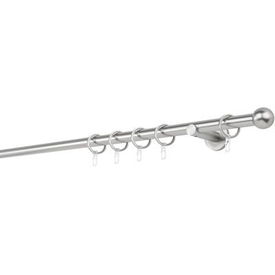 Gardinenstange MYDECO "20mm Ball Wandträger 6,5 cm", silber (edelstahlfarben), L:170cm, Gardinenstangen Image