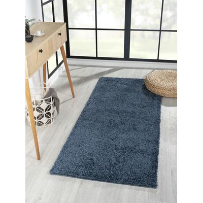 Hochflor-Läufer "My Shaggy", blau (dunkelblau), B:80cm H:37mm L:200cm, Polypropylen (PP), MYFLAIR MÖBEL & ACCESSOIRES, Teppiche, Shaggy, Uni Farben, leicht glänzend, Microfaser, extra flauschig Image