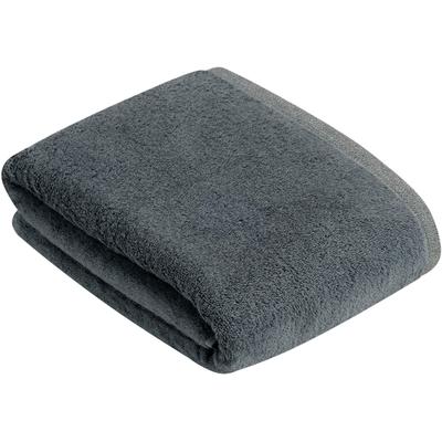 Badetuch BUGATTI "Prato", grau (flanell), B:100cm L:150cm, Walkfrottier, Obermaterial: 100% Baumwolle, Handtücher (Packung), Uni Farben, mit melierter Optik im Saum Image