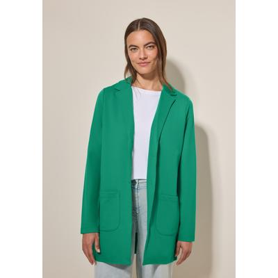 Longblazer CECIL, Damen, Gr. S (38), grün (malachite grün), Stoff, 72% Viskose, 24% Polyamid, 4% Elasthan, Strukturmuster, casual, normal hüftbedeckend, V-Ausschnitt, Langarm Bündchen, Blazer, mit Reverskragen Image