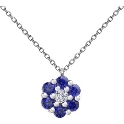 Kette mit Anhänger FIRETTI "Schmuck Geschenk Silber 925 Halsschmuck Ankerkette Anhänger Blume", blau (silberfarben, blau