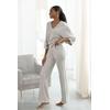 Strickhose FRENCH CONNECTION, Damen, Gr. 40/42, N-Gr, beige (beige meliert), Rippstrick, Obermaterial: 40% Viskose (LENZING ECOVERO), 30% Polyacryl, 30% Polyester, meliert, casual, bequem lang, Hosen, mit leichten ausgestellten Bein, Loungewear