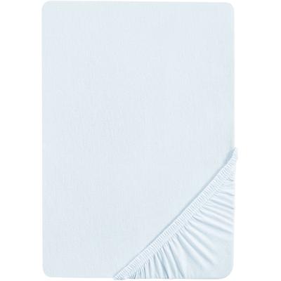 Spannbettlaken BIBERNA "Samy", blau (ciel), B:90-100cm L:190-220cm, Jersey-Elasthan, Obermaterial: 95% Baumwolle, 5% Elasthan, Laken, hochwertiges Jersey-Elasthan für Topper geeignet Image