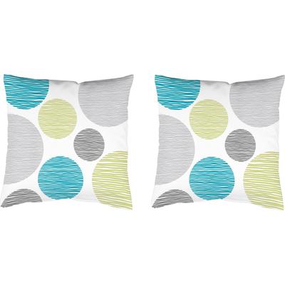 Dekokissen HOME WOHNIDEEN "BORDEN" Gr. 1, grün (grün, blau, bedruckt), B:40cm L:40cm, Polyester, Dekokissen_Sitzkissen_Kissenhüllen, Kissenhülle ohne Füllung, 2 Stück Image
