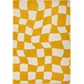 Tappeto vintage a scacchiera anni 70 Giallo 120x160