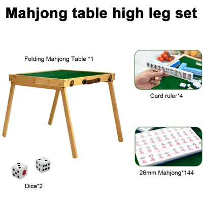 Travel Portable Mahjong Folding Table with Travel Mini Mahjong Set Portable Mahjong Game Kits Desk