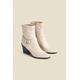 Sosandar Womens Ecru Western Style Leather Boots - Cream - Size UK 7 | Sosandar Sale | Discount Designer Brands