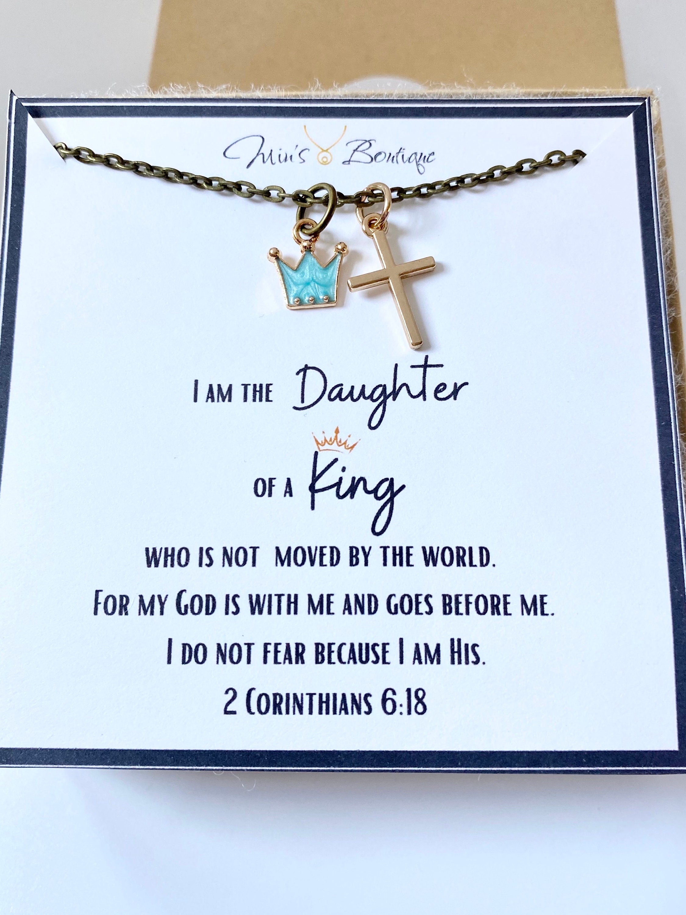 "Collana figlia del re - Collana con corona \"Sono la figlia del re\" - Collana principessa - Collana tiara - Collana cristiana"