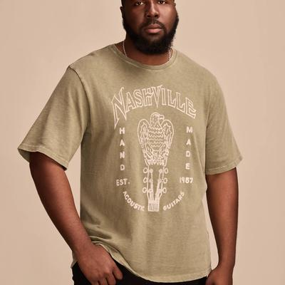 Lucky Brand Big & Tall Nashville Guitars Tee - Men's Clothing Tops Shirts Tee Graphic T Shirts in Four Leaf Clover, Size 1XLT