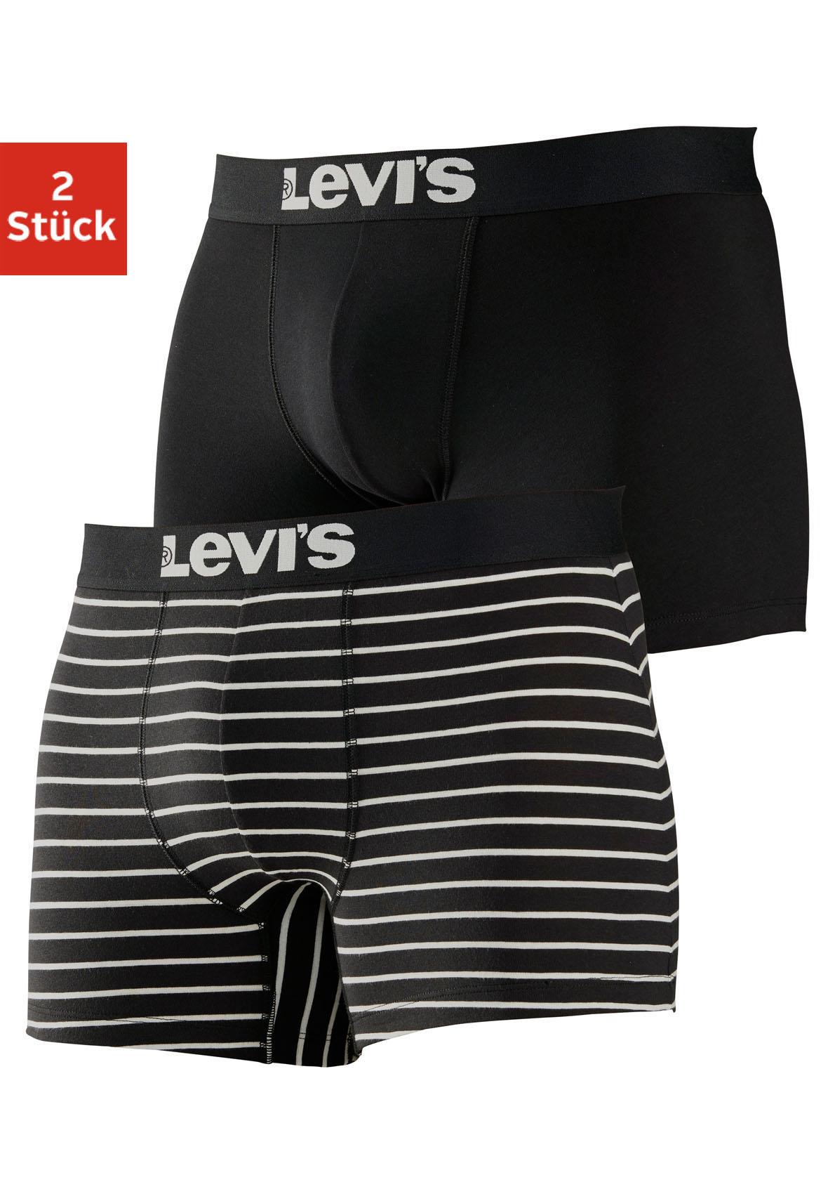 Boxer LEVI'S, Herren, Gr. L, schwarz (schwarz, gestreift), Obermaterial: 95% Baumwolle, 5% Elasthan, bedruckt, gestreift, unifarben, körpernah, Unterhosen, mit elastischem Levi's-Logo-Bund Image
