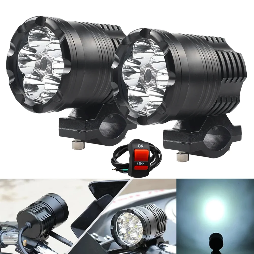 Faretto LED aggiuntivo a 6 chip per luci a LED per moto Accessori per fari fendinebbia ausiliari per motocross alti/bassi/flash