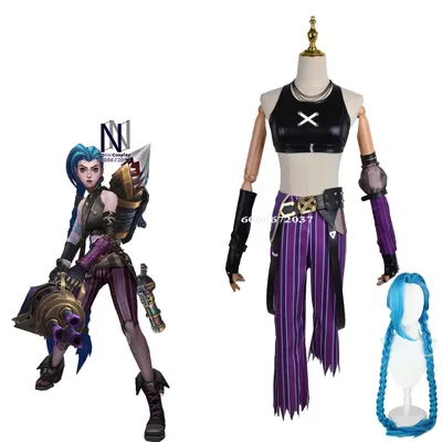 Spiel Jinx Cosplay Kostüm Spiel LOL League of Legends Cos Outfits Top Hosen Halloween Karneval Party Image
