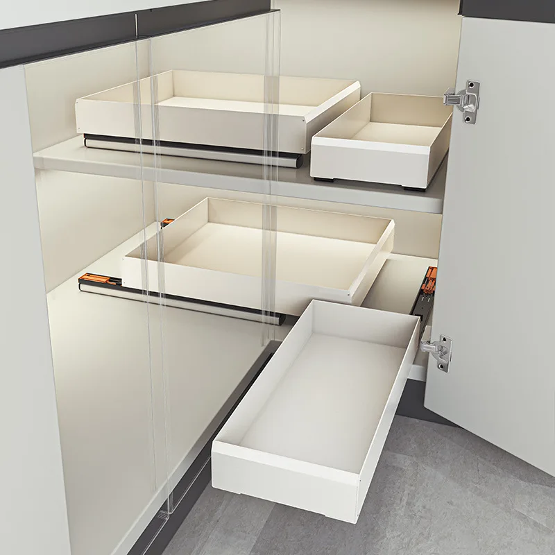 Eckkorb für die Küche, Schrank, Innenregal, Gleitschiene, Schublade, schmaler Schrank, ultrtiefer Schrank, Gewürz-Aufbewahrungsrahmen, einzeln