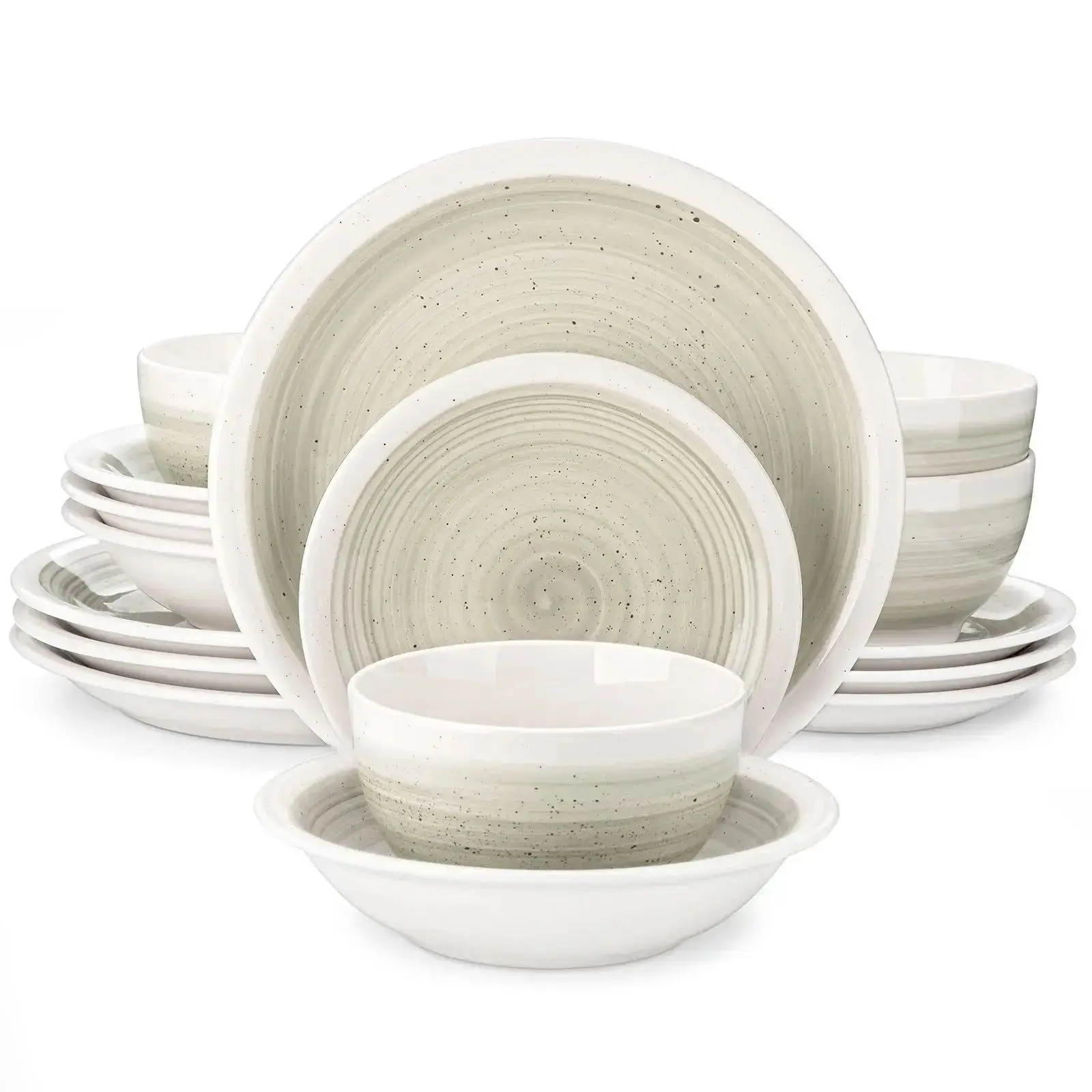 VANCASSO ORI Set di stoviglie in gres da 16/32 pezzi con cena/piatto da Dessert ciotola per cereali/Pasta per 4/8 persone 4 colori opzionali