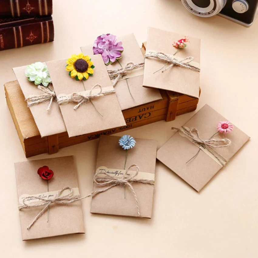 5 Packungen/Los Retro Kraftpapier handgefertigt mit Umschlag Grußkarte Weihnachten Neujahr Karte Geburtstag handgemachte Hochzeit Image