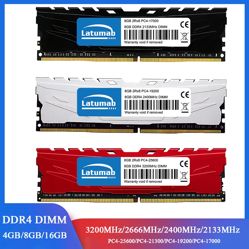 Latumab Memoria DDR4 RAM 4 GB 8 GB 16 GB 3200 MHz 2400 2133 2666 MHz Gaming-Desktop-Speicher 288Pin PC4-25600 21300 19200 1,2 V DIMM RAM Image