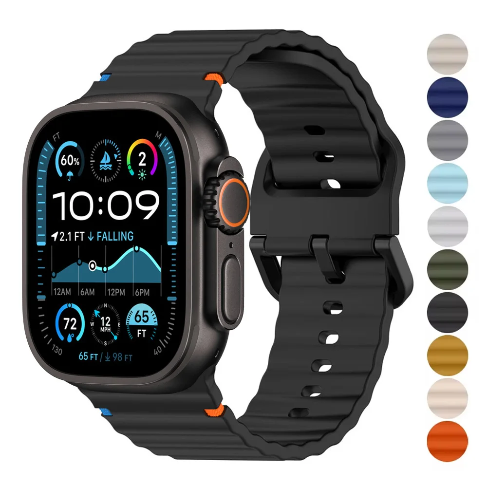 Silikonarmband für Apple Watch-Armbänder 44 mm 45 mm 40 mm 49 mm 42 mm 46 mm 38 Correa-Armband iWatch Serie 9 8 7 6 SE 10 Ultra 2 Band Image