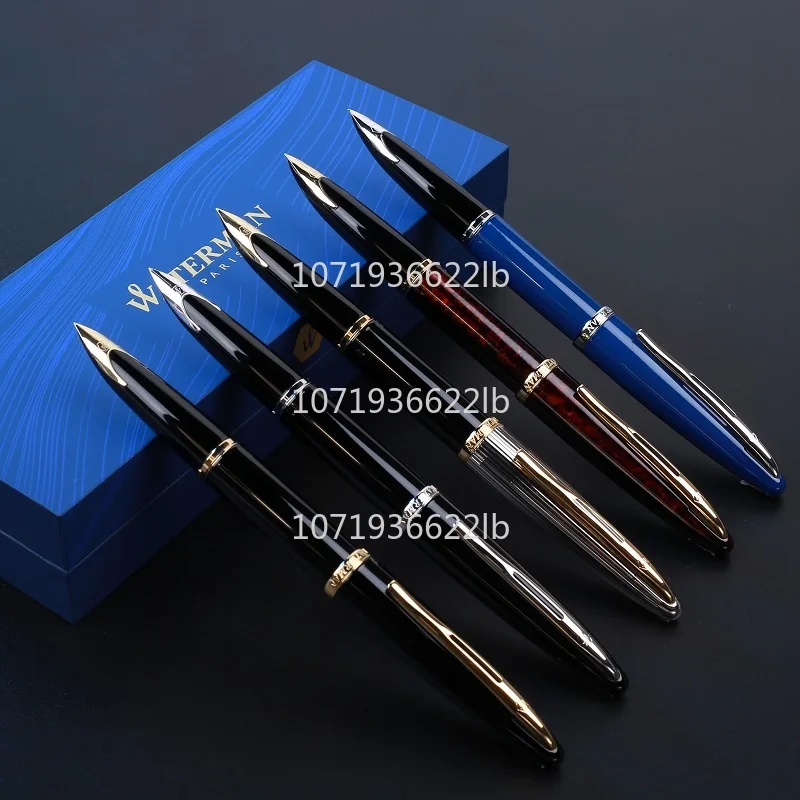 Original Waterman Carene High-End-Füllfederhalter, 18 Karat Goldfeder, Gold-/Silber-Clip, bernsteinfarben, rot, geschäftliches Schreiben, Schreibwaren, Geschenk Image