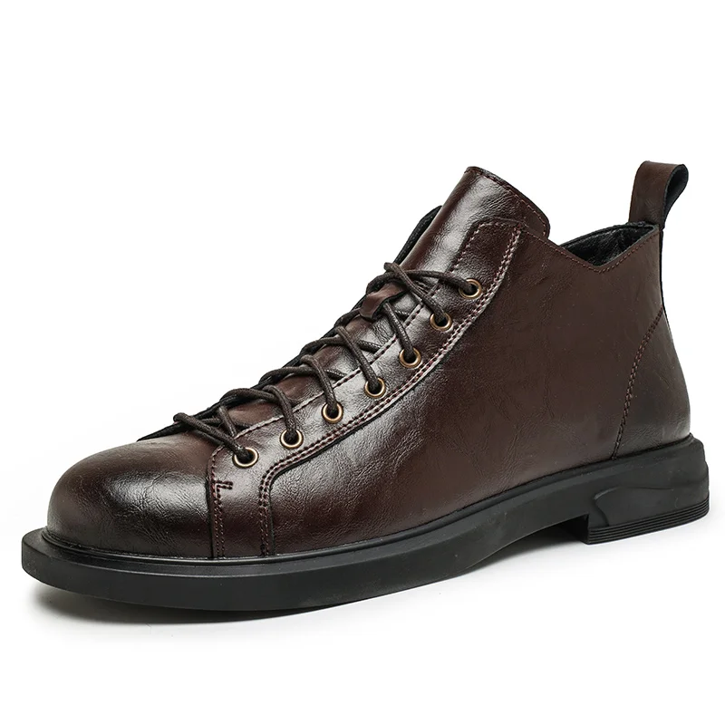 Marke Fashion Echtes Leder Männlichen Casual Schuhe 2024 Neue für Männer Motorrad Stiefel Klassische Männliche Bequeme Winter Stiefel