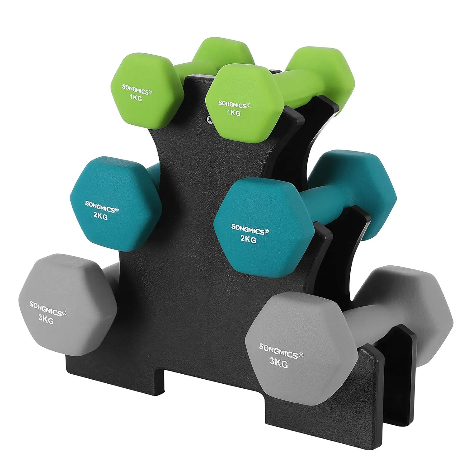 SONGMICS Hantel-Set Kurzhanteln, Hantel Set 12kg, Hexagon, Neopren Hanteln Image