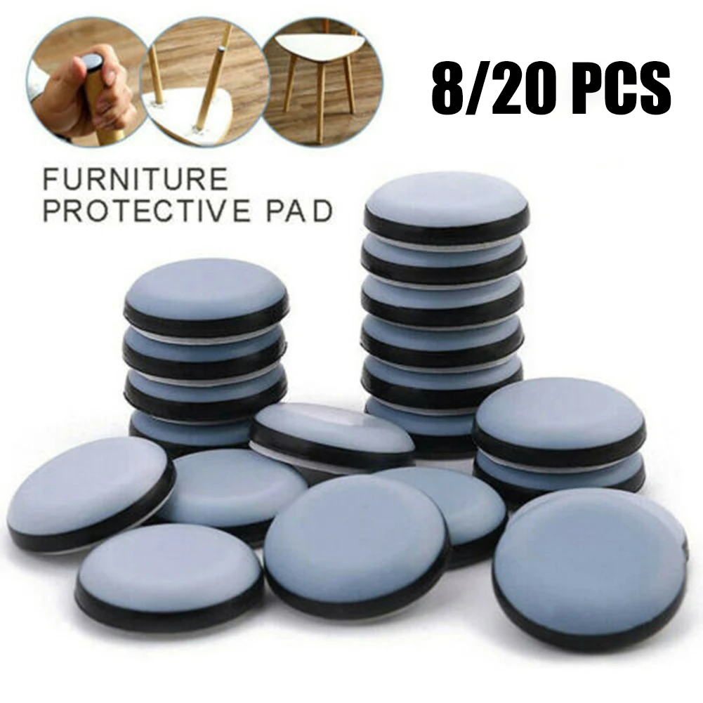 8/20 Stück Möbelbeinpolster, Schieber, selbstklebende bewegliche Gleiter, Mover-Pads für Tische, Sofas, Stuhl, runde oder quadratische Gummifüße Image