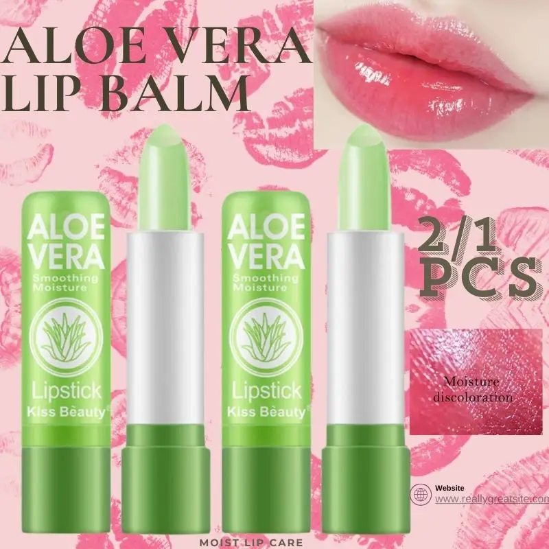 Aloe Vera Lippenbalsam, neuer natürlicher Temperaturwechsel, Farbgelee-Lippenstift, Make-up, langanhaltende, feuchtigkeitsspendende, nährende Lippenpflege Image