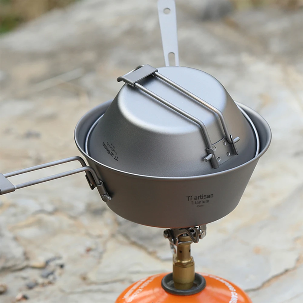 1pc 300/450ml Camping Schüssel Mit Mesh Tasche Titan Sierra Tasse Ultra-licht Faltbare Schalen Topf für Wandern Picknick Outdoor Geschirr Image