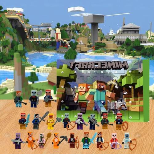 Calendrier de l'Avent de Noël 2024 : Boîte aveugle Minecraft Calendrier de l'Avent de Noël idéal 24