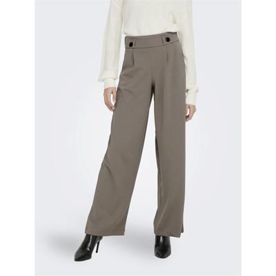 Jerseyhose JDY "JDYGEGGO NEW LONG PANT JRS NOOS", Damen, Gr. L (40), Länge 30, grau (driftwood detail:schwarz buttons), Jersey, Obermaterial: 95% Polyester, 5% Elasthan, unifarben, modisch, relaxed fit knöchellang, Hosen Image