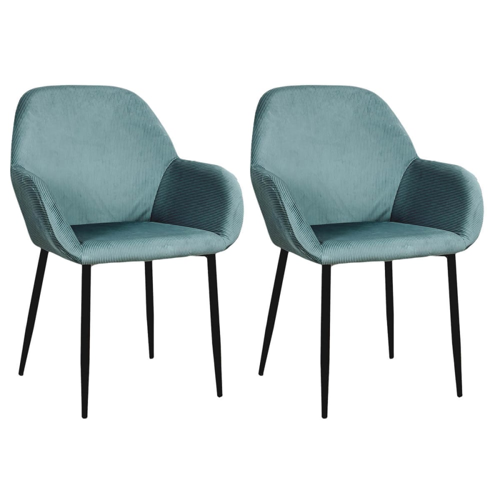 Lot de 2 fauteuils velours côtelé bleu canard