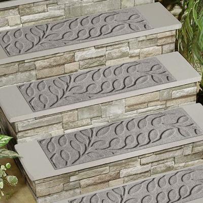 Brittney Leaf Stair Treads Set of Four, Set of Four, Gray