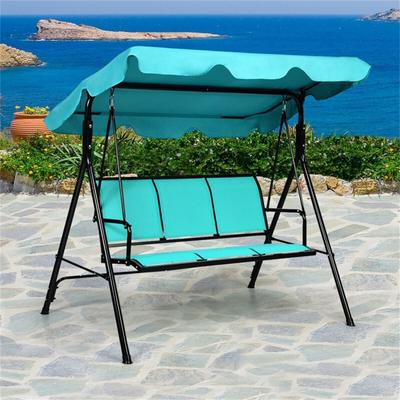 3-Person Garden Swing with Adjustable Canopy, UV-Resistant Outdoor Patio Bench for Porch, Yard - 67