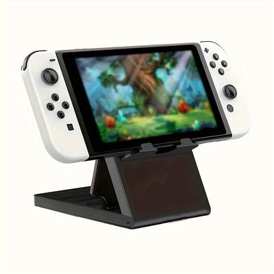 TEMU Adjustable Folding Stand For Switch Lite/oled, Universal Tablet And Smartphone Holder, Portable Abs Material, Tabletop Mount With Sticky Pad Fastening, Foldable Design Bracket