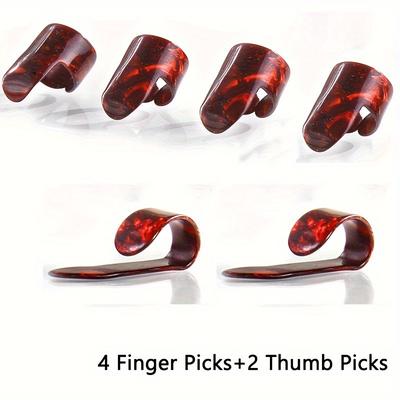 TEMU 6pcs Thumb Picks And Finger Picks - Best For Fingerstyle Guitar, Banjo Or Ukulele.