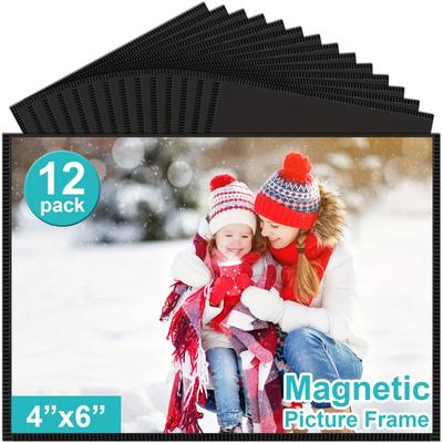 TEMU 12pcs Magnetic Picture Frame, Magnetic Frame With Black Border, Magnetic Photo Frames For Refrigerator 4x6” Reusable, Refrigerator Magnets For Pictures Perfect Display Frame Image