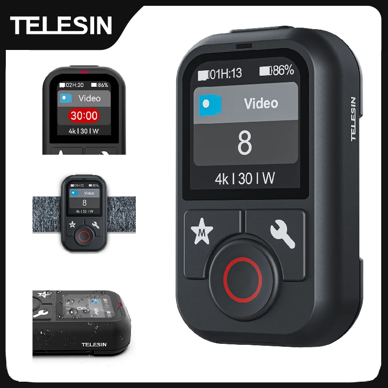 TELESIN Wasserdichte Bluetooth-Fernbedienung für GoPro Hero 13 12 11 10 9 8 Max mit Handschlaufe für Action-Kamera-Zubehör Image