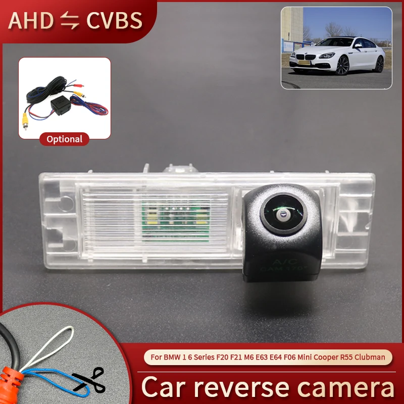 Ahd wasserdichte Nachtsicht auto Rückfahr kamera mit Gleich richter für BMW 1 6er F20 F21 M6 E63 E64 F06 Mini Cooper R55 Clubman Image