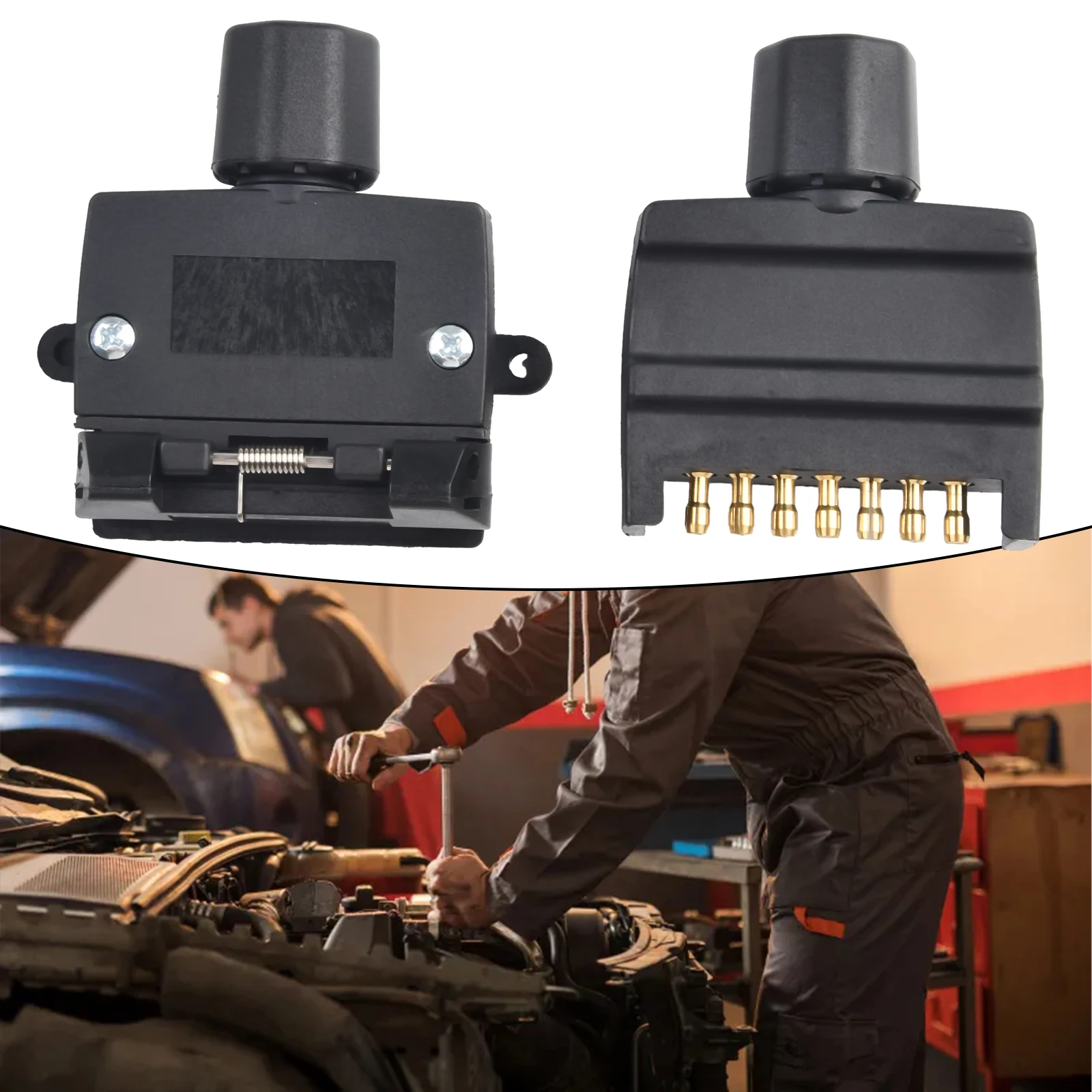 7-poliger flacher Anhängerst ecker Stecker & Buchse Caravan Boot Adapter Stecker Steckdose für RV Camper Caravan Autozubehör Image